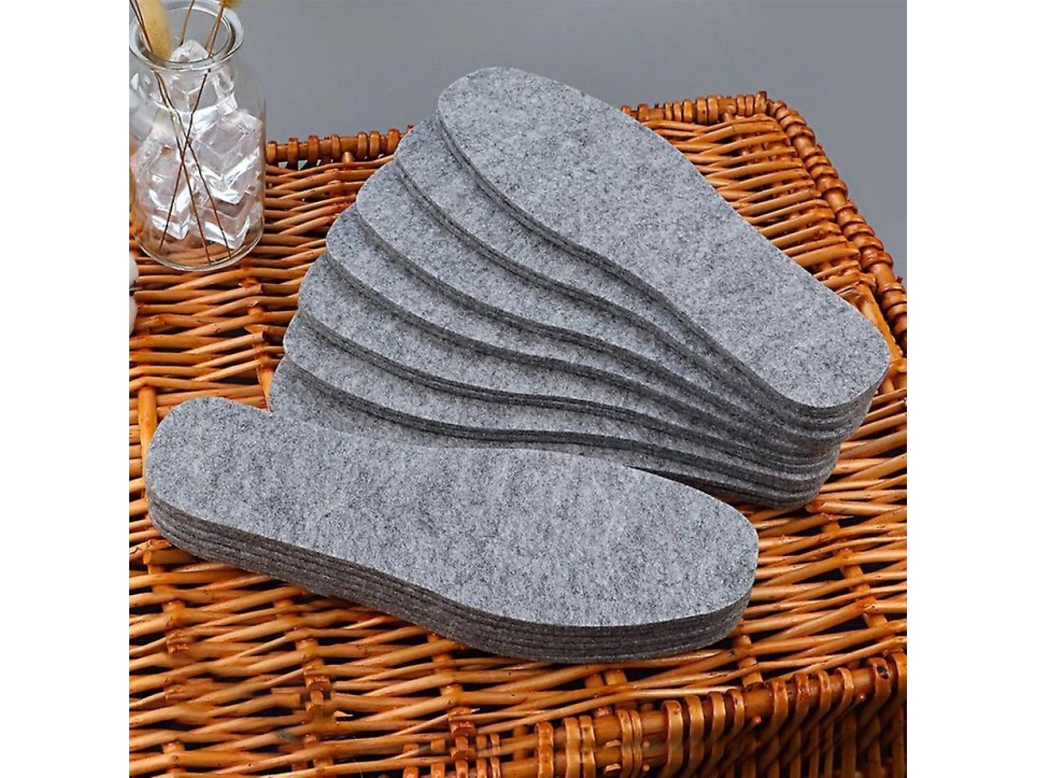 Pares De Plantillas Térmicas Acolchadas De Fieltro De Lana Para Zapatos De Hombre Y Mujer - Gris