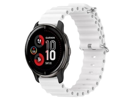 Correa De Reloj Inteligente Para Garmin Venu 2 Plus, Banda De Reloj Blanca De Color Sólido De Silicona Estilo Océano De 20Mm VENISYMLIS