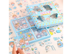 100 Pegatinas De Cuaderno Con Diseños Cuter Cartoon Diy, Pegatinas Pet Impermeables Para Scrapbooking, Diarios Y Manualidades (movimiento Azul)