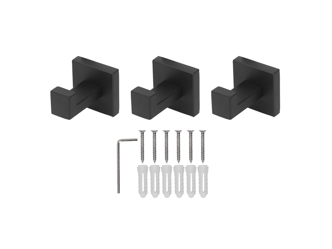 3 ganchos de pared de acero inoxidable con tornillos para ropa y toallas.