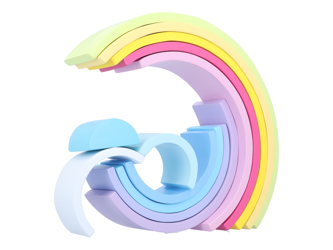 Vrla-rompecabezas Apilador Semicircular Bloques De Madera Juguete Interactivo Para Niños Jardín De Infancia Multicolor