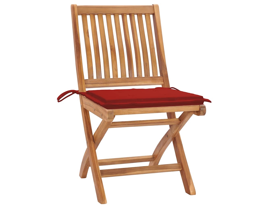Maison Exclusive - Sillas De Jardín 2 Unidades Con Cojines Rojo Madera De Teca