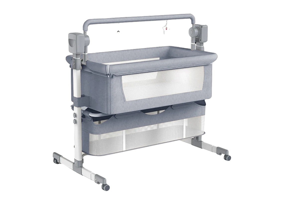 Silla mecedora para bebé, de tela, diseño ligero, Bjj-601-Gris medio