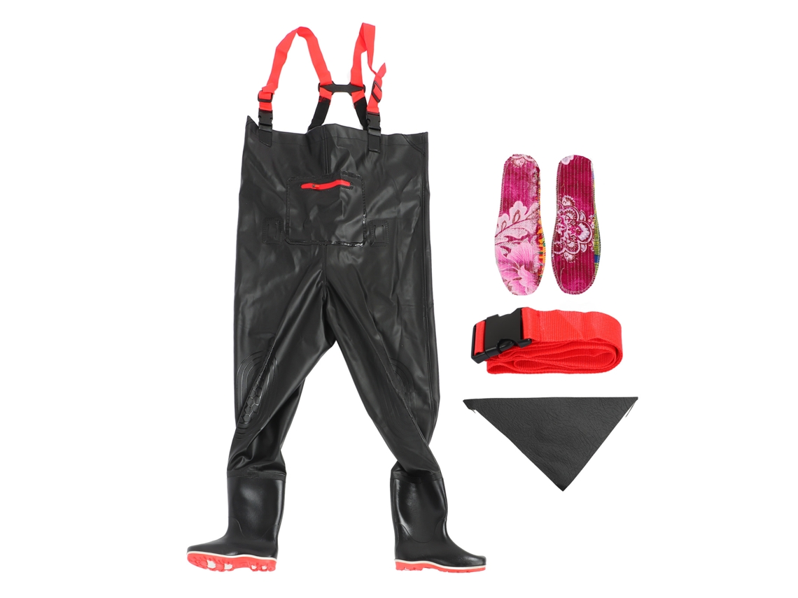 Pantalones de pesca con vadeo, ligeros, impermeables, de PVC con botas antideslizantes, talla 41