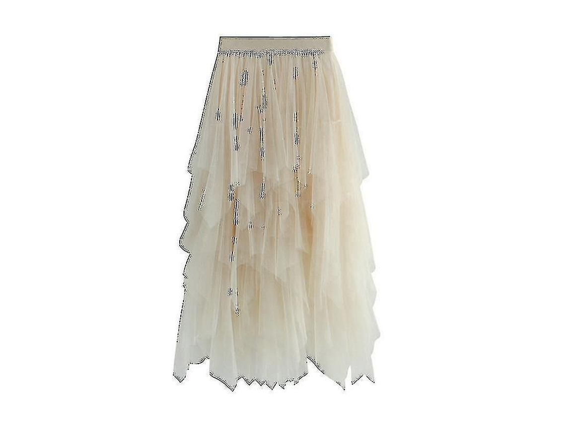 2026-falda Larga De Tule Con Cintura Elástica Y Malla Irregular Estilo Fresco Y Dulce Para Mujerjxsm8063