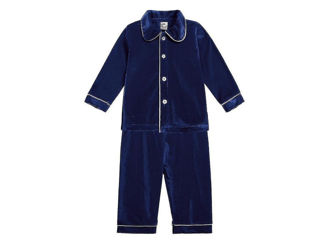 2026-conjunto De Pijamas De Navidad Rojo Dorado Para Niños Niñas Invierno Tela Suave Unisex Wyz 5-6t B Azul
