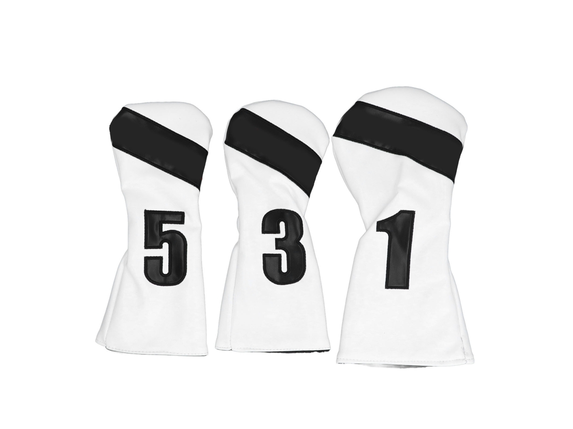 Juego De 3 Fundas Impermeables De Piel Sintética Para Palos De Golf Con Forro De Felpa Para Proteger Las Maderas, Color Blanco.