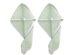 Juego de toallas Kofihety cabello gorro secado verde - 2 piezas (25x15x8 cm)