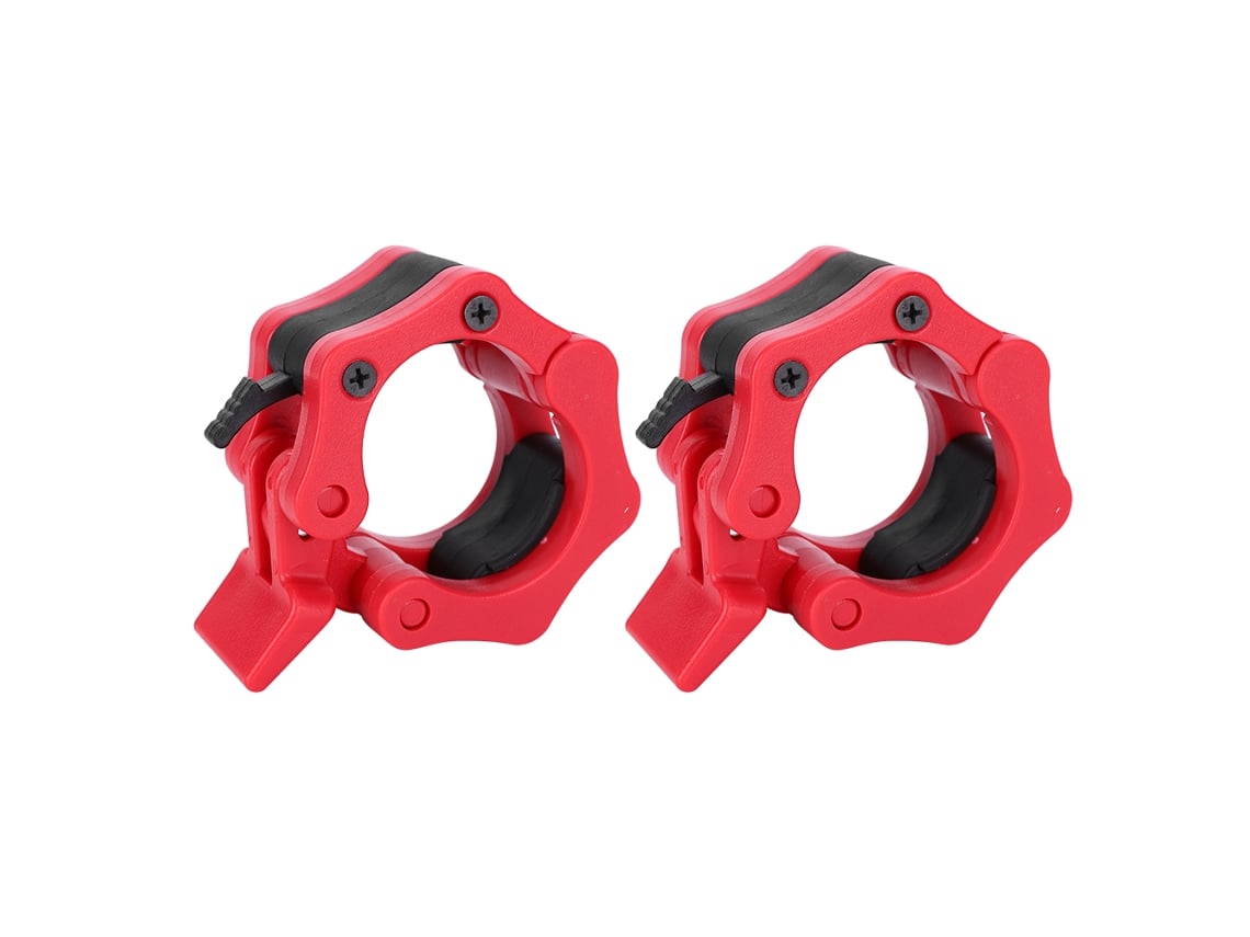 2 Piezas Collares De Seguridad Plástico Para Barbell Dumbbell Bloqueo Rápido Clip Cinchón 50mm Diámetro Interior Rojo