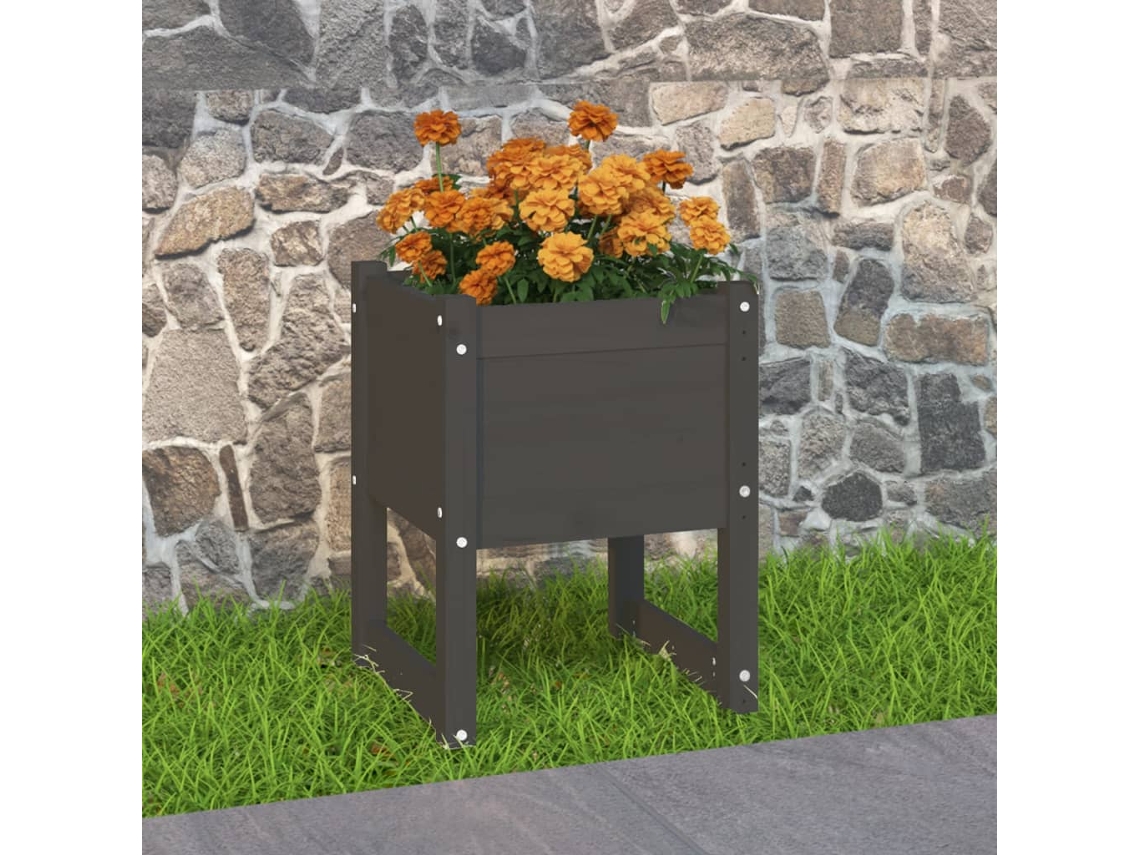 Macetero/Jardinera 40X40X52,5 cm Pino Macizo Gris