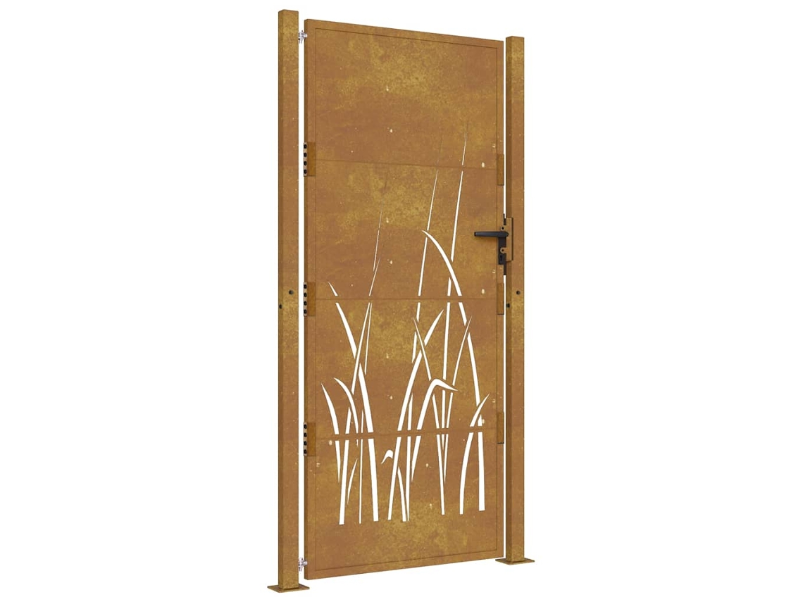 Maison Exclusive - Puerta De Jardín 100x200 Cm De Acero Corten Con Diseño De Hierba