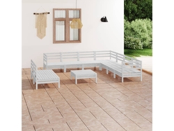 Conjunto de salón de jardín de 10 piezas de pino macizo blanco Dkd Home Decor