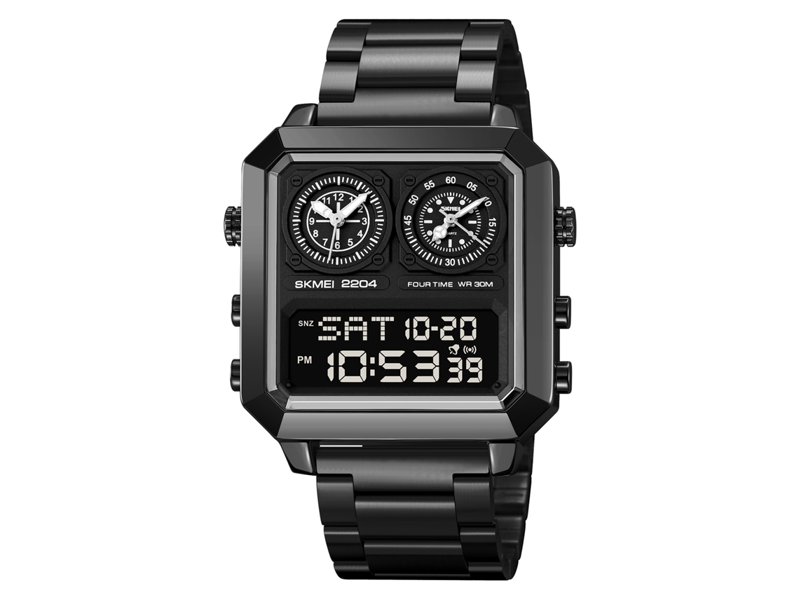 Reloj Skmei Para Hombre Con Doble Pantalla, Multifuncional, Resistente Al Agua Hasta 30 Metros Y Cronógrafo.