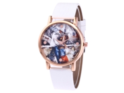 Reloj De Pulsera Analógico De Cuarzo Para Hombre/mujer Con Pantalla Redonda, Negro Y Azul, Piel Sintética.