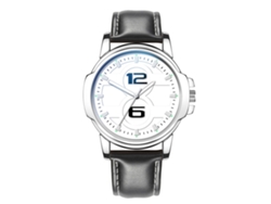 Reloj De Pulsera Para Hombre De Cuero Analógico De Cuarzo Con Dial Redondo Negro Y Blanco