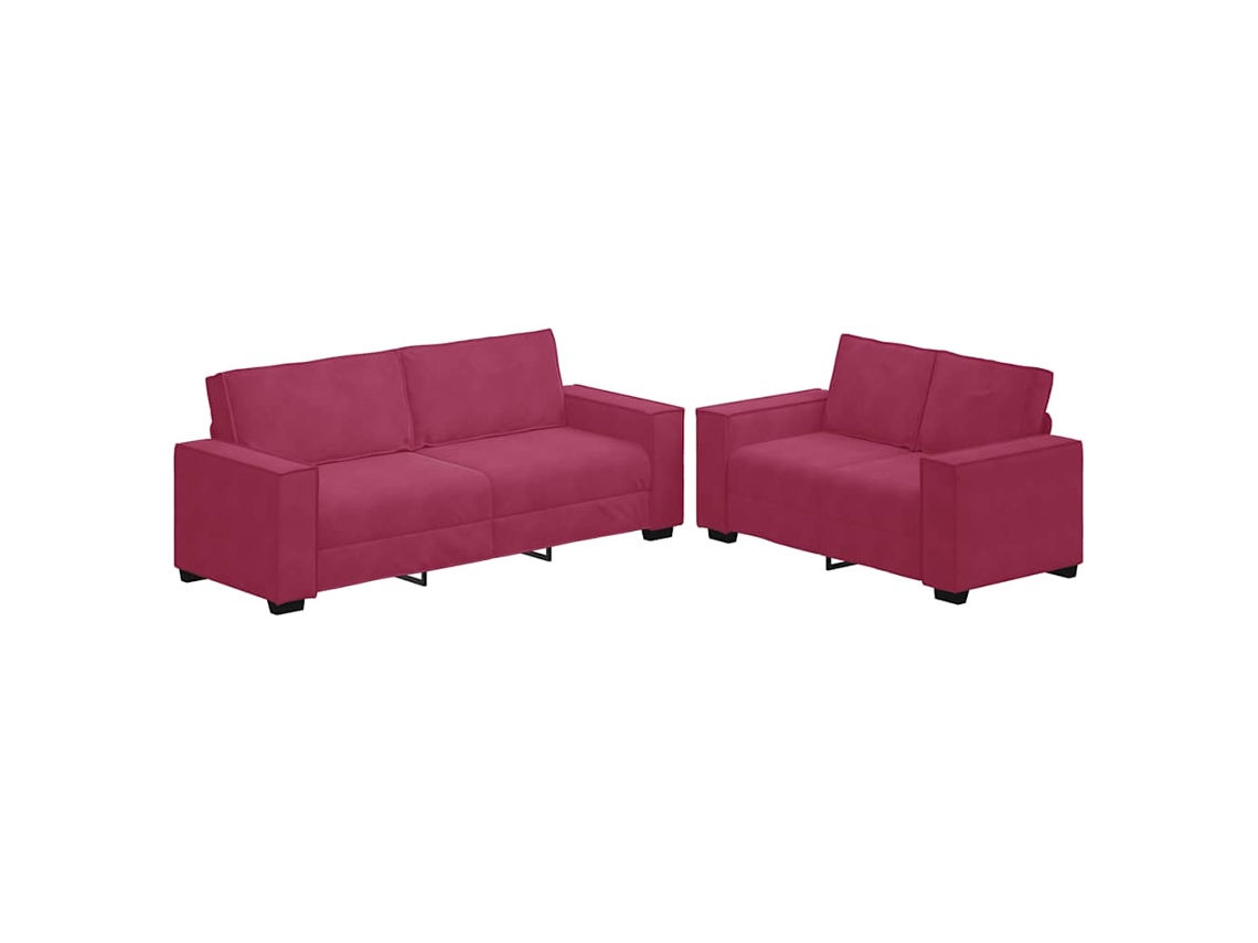 Maison Exclusive - Juego De Sofás Con Cojines 2 Piezas Terciopelo Rojo Tinto