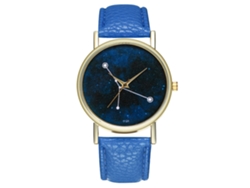Reloj Zhoulianfa T121-a De Cuarzo Con Correa De Cuero Azul Para Hombre Y Mujer, Moderno Para Negocios Y Uso Diario.