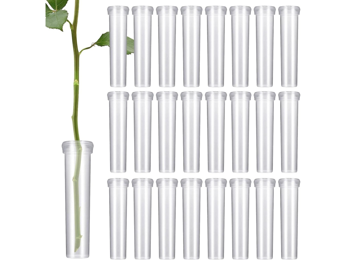 Paquete De 100 Tubos Para Flores, Tubos De Agua Para Flores Con Tapas, Tubos De Ensayo Reutilizables Y Duraderos Para Flores, 7 Cm (2,8 Pulgadas), Transparentes.