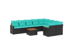 Maison Exclusive - Conjunto De Sofá De Jardín De 10 Piezas Con Cojines, De Poliratán Negro