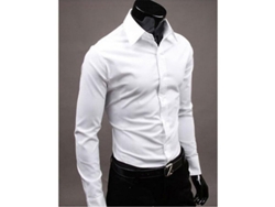 2026-camisas De Lujo Para Hombre Slim Fit Cuello Redondo Manga Larga Casual Formal Verano Otoño M Blanco