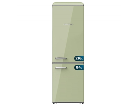 Frigorífico Retro Combi 300 L Bolero CoolMarket Combi Origin 300 Green E Clase E LED interior Crisper Box control de temperatura tirador cromado y ...