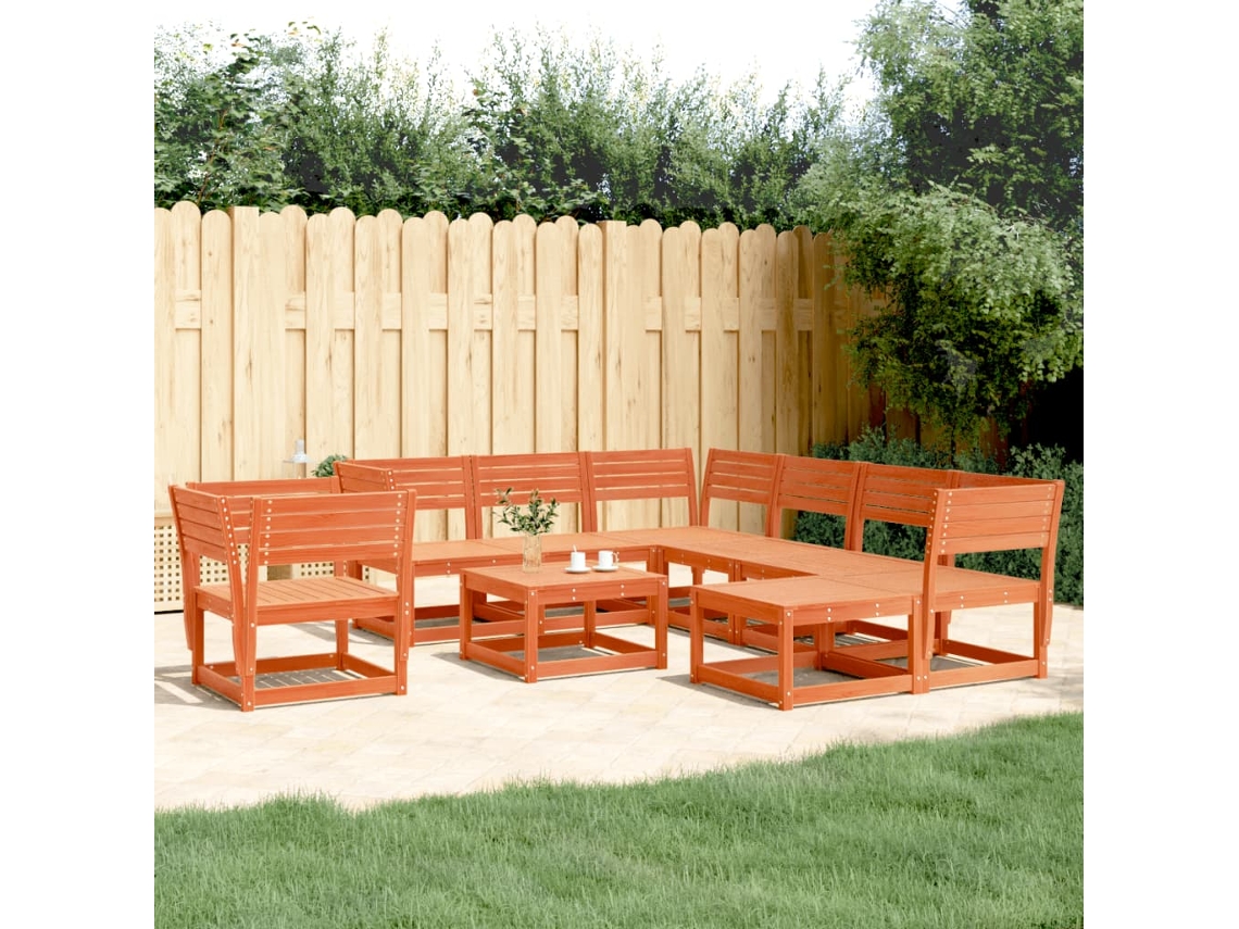 Juego de salón de decoración para el hogar Jardim Pinho Maciço Castanho Mel Dkd de 8 piezas