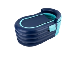 Bañera inflable portátil, bomba de aire inalámbrica, diseño cómodo, azul.
