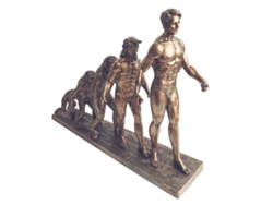 Signes Grimalt - Figura Evolución ser humano Dorado de Resina | Figura Bronce Figuras Decorativas Decoracion Original 43x19x58cm BY SIGRIS