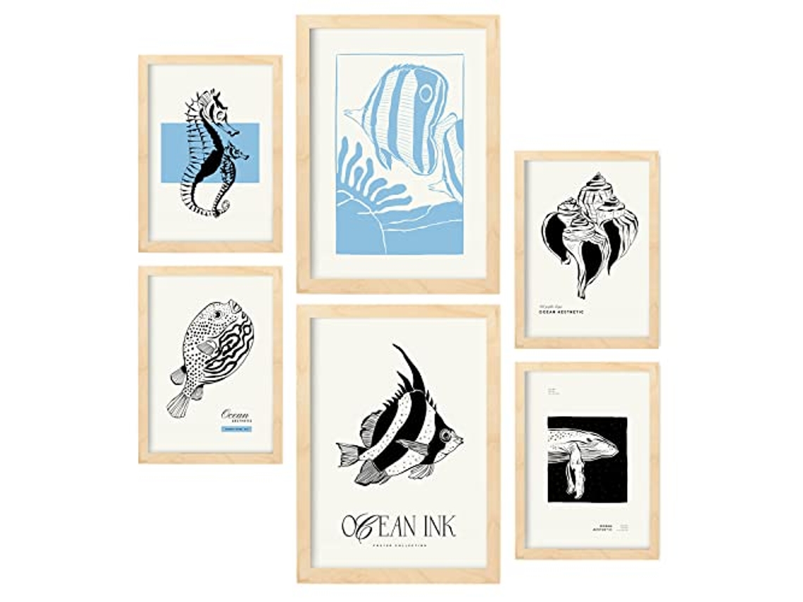 Set Of 6 Poster NACNIC Thick Black Ink (A3, A4)