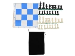 Jogo De Xadrez Com Tabuleiro Pu Azul Branco 32 Peças De Plástico E Sacola De Armazenamento Para Festas