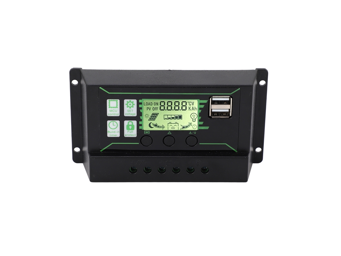 Controlador De Carga Solar Pwm De 20 A, 12 V/24 V, Con 2 Salidas Usb Y Múltiples Protecciones.