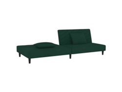 Sofá Cama De 2 Plazas Con Dos Almohadas Terciopelo Verde Oscuro