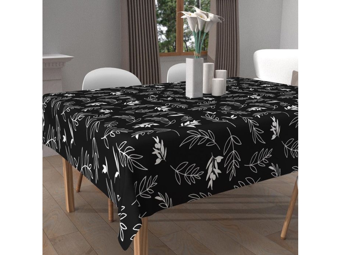Toalla de Mesa SOLEIL DOCRE Quadrada Estampada Manchas Poliéster Blanco (180 cm)