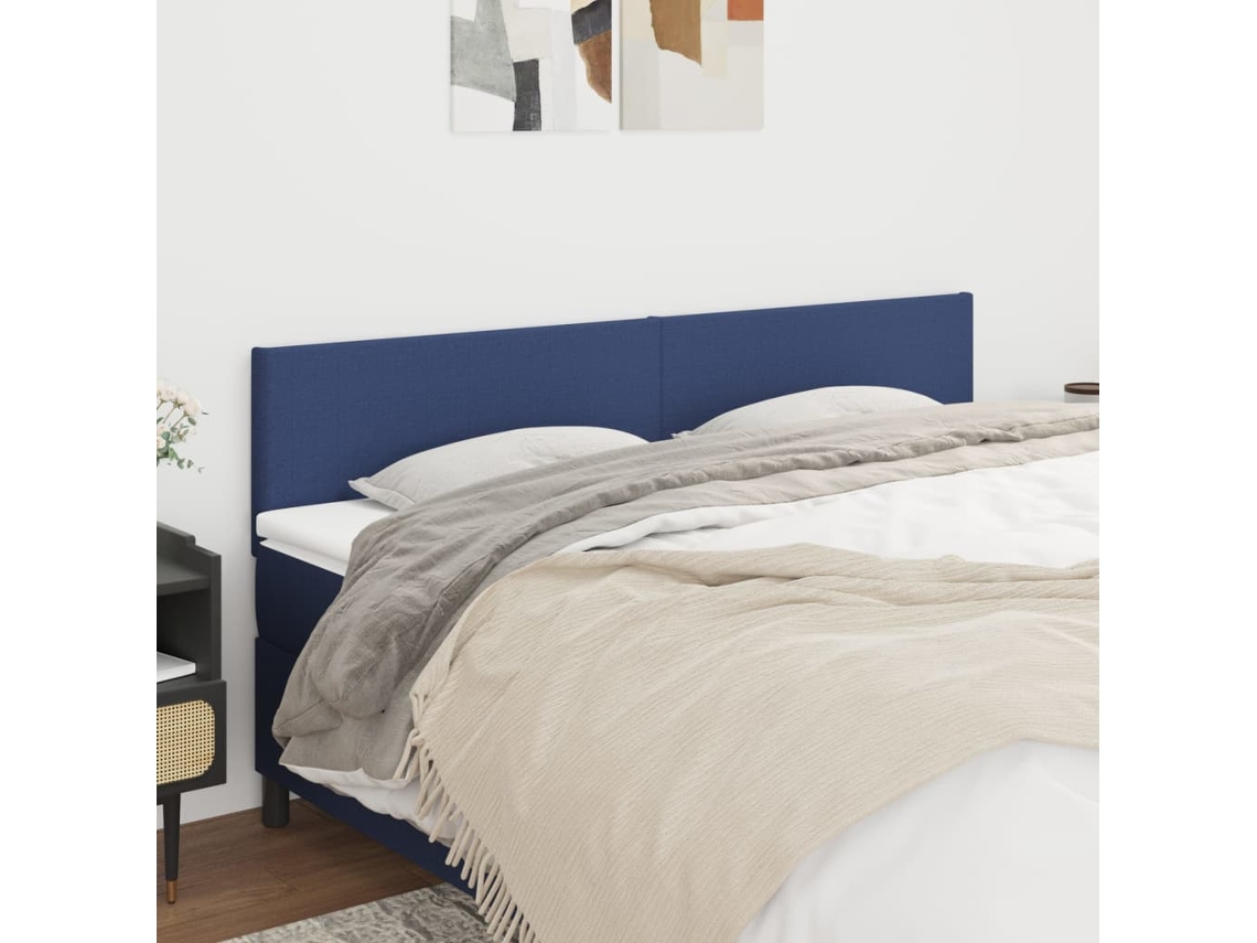 Cabeceros 2 Unidades De Tela Azul 90x5x78/88 Cm
