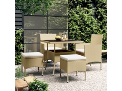 Conjunto 5 Piezas This Jantar Para Jardim Vime Pe Bege Dkd Home Decor