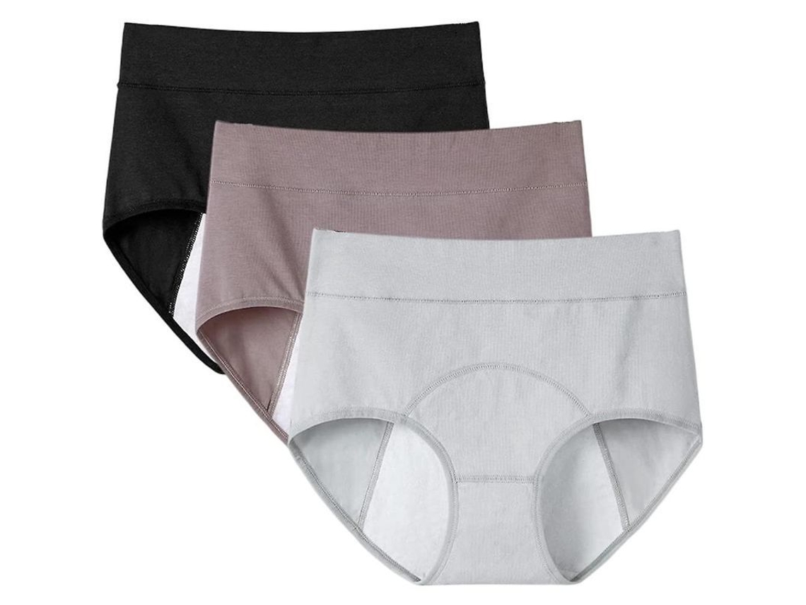 3pcs Calzoncillos Antifugas Para Mujer Cotonadas Menstruales Hquxxl Negro Gris Café Xxl Negro X Gris X Café