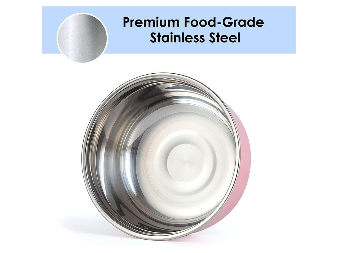 Juego Rebe con 2 recipientes de acero inoxidable para porciones, sin BPA y a prueba de derrames, rosa, 220 ml y 2 l