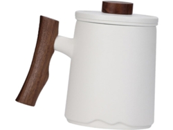 Taza De Té De Cerámica Con Filtro, 360 Ml, Mango De Madera, Taza De Infusión Práctica.