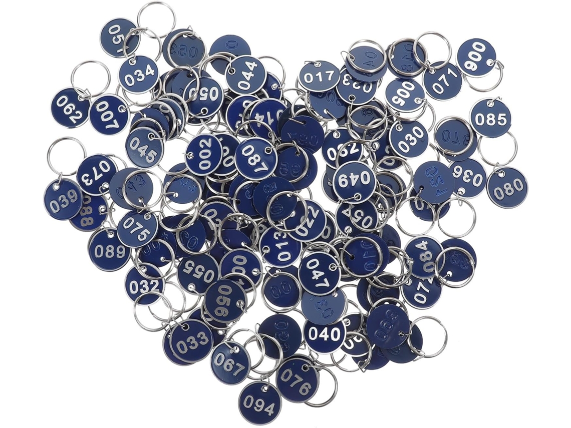 Llaveros Numerados De Aleación De Aluminio Azul, Paquete De 100 Unidades.