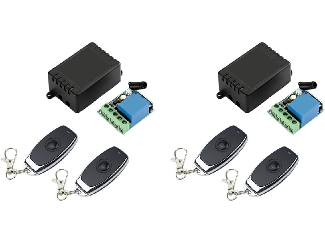 2 Módulos De Relé Receptor De Interruptor Rf De 433 Mhz Y 12 V Cc Para Control Remoto Universal (4 Piezas)