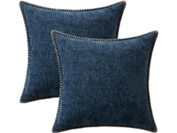 Una Funda De Almohada De Puntada Triangular, 18x18 Pulgadas, Azul Oscuro