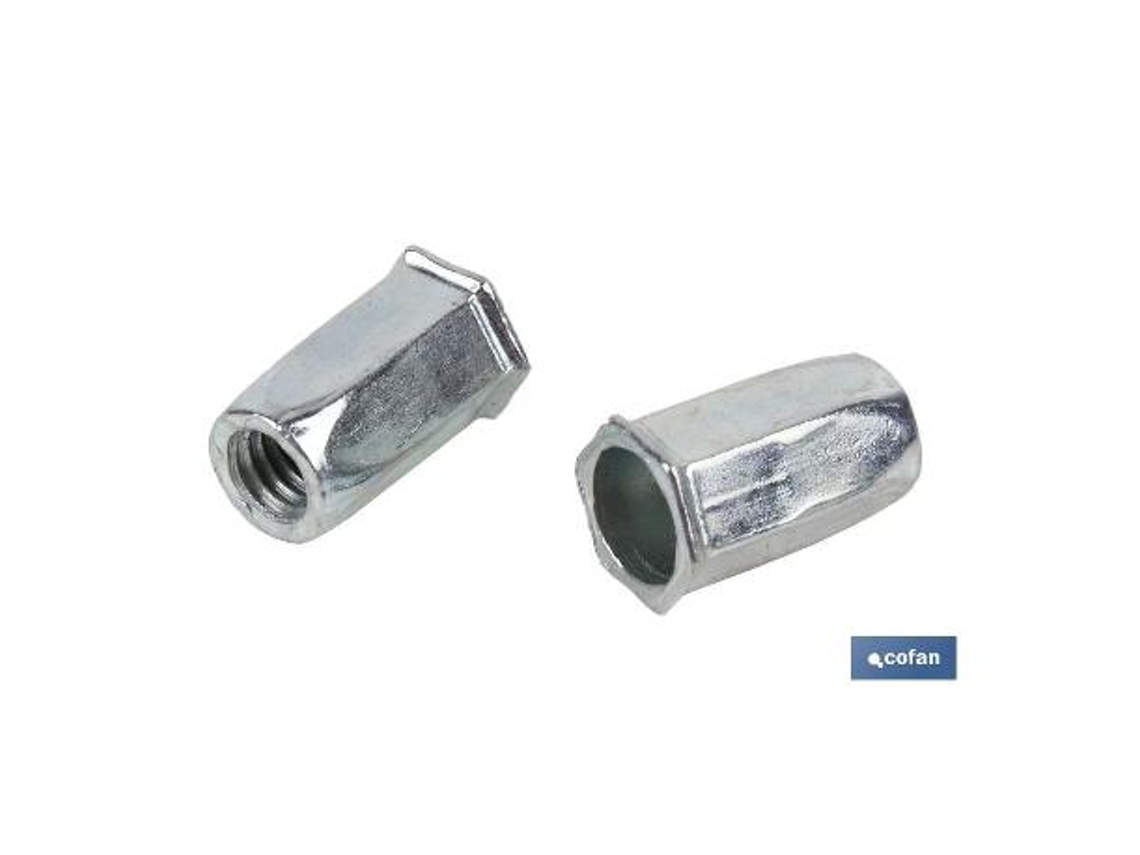 Tuercas remachables hexag. bajas m6   caja 200 unid.