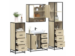 Juego de 4 piezas. Muebles de baño derivados de madera de roble Sonoma Wsd60627 Lovely Home
