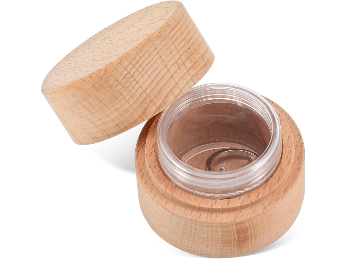 Redonda Madera Interior Transparente Elegante Versátil Estuche Anillos Pendientes Caja Haya Boda
