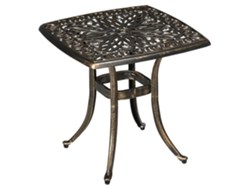 Mesa Auxiliar De Patio Con Orificio Para Sombrilla, Aluminio, Bronce, 54 Cm.
