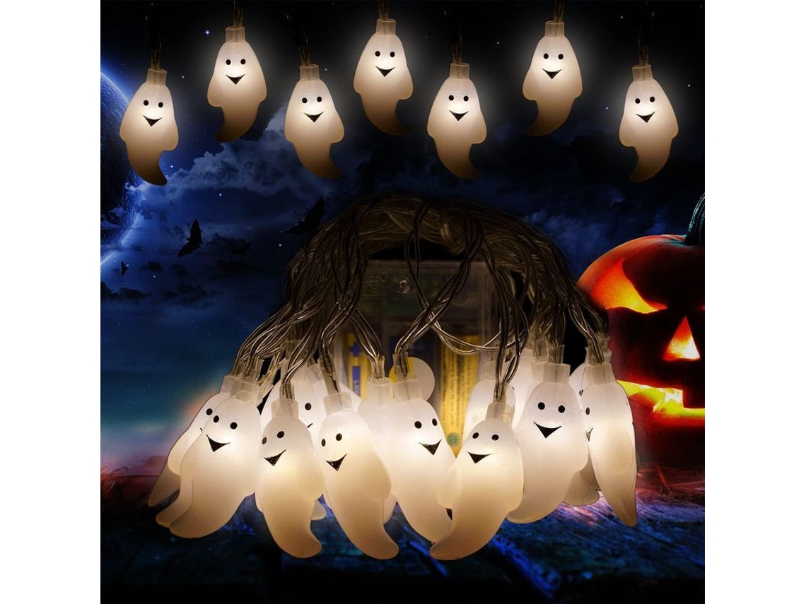 Guirnalda De Luces De Halloween De 3 Metros De Largo, 20 Fantasmas, Decoración De Habitaciones, Decoración De Jardines, Iluminación Navideña.