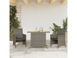 Conjunto de bistró de 3 piezas con cojines de mimbre gris, Dkd Home Decor