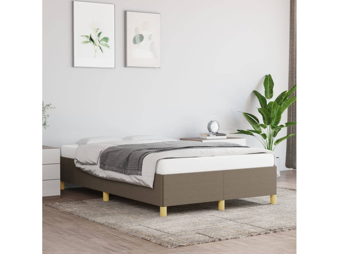 Estructura De Cama Sin Colchón Tela Gris Taupe 120x200 Cm