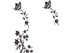 Adhesivo De Pared Pvc Removible Con Estampado Flores Negras Para Refrigerador, Decoración Del Hogar