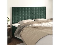 Cabeceros 4 Unidades De Terciopelo Verde Oscuro 90x5x78/88 Cm